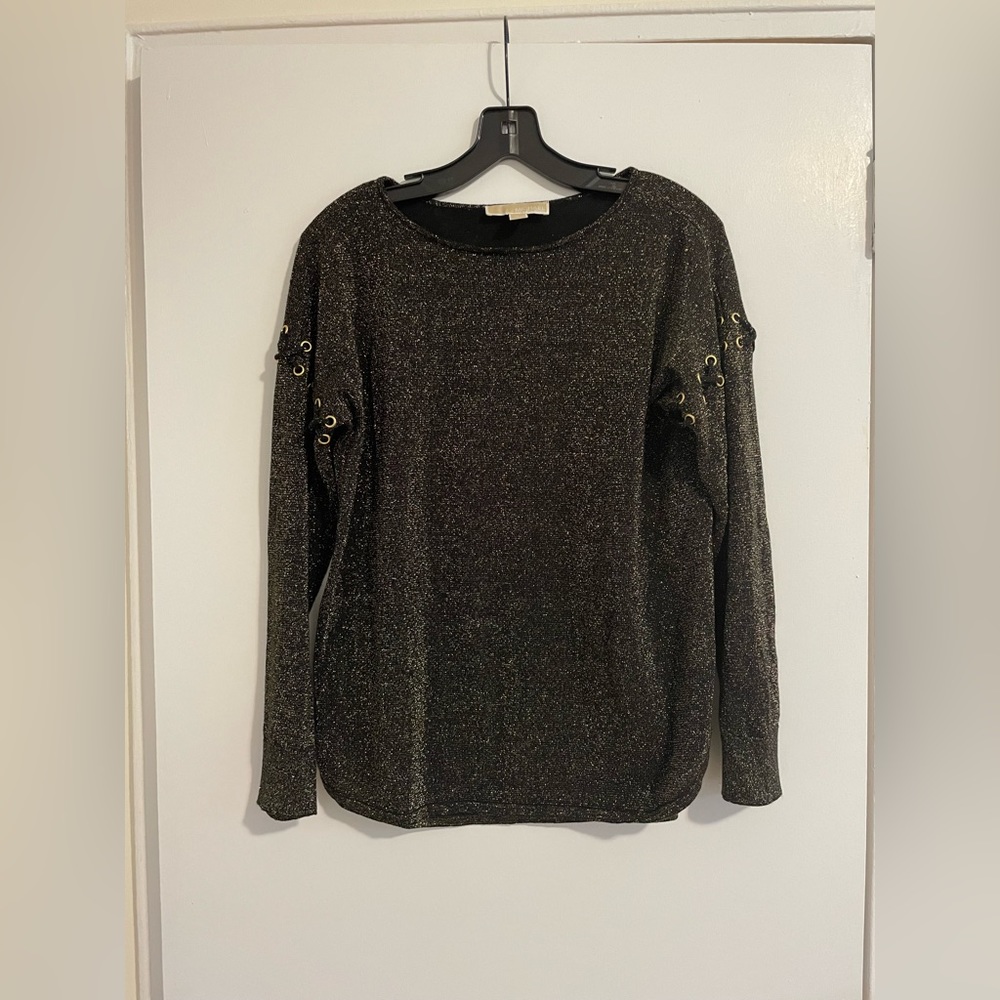 Michael Kors Gold Glitter Grommet Sweater